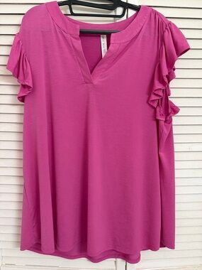 Dear Scarlett Elegant Fuchsia Ruffle Sleeve Blouse